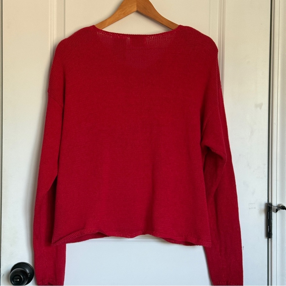 Vintage Nut Cracker Holiday Red Sweater with Festive Tree Design Size L - Picture 3 of 8
